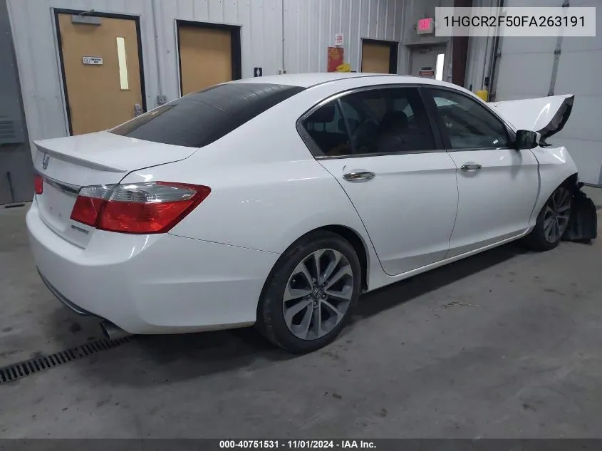 2015 Honda Accord Sport VIN: 1HGCR2F50FA263191 Lot: 40751531