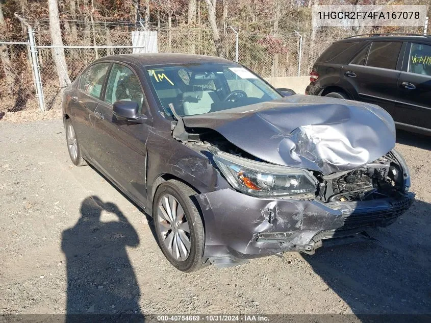 2015 Honda Accord Ex VIN: 1HGCR2F74FA167078 Lot: 40754669