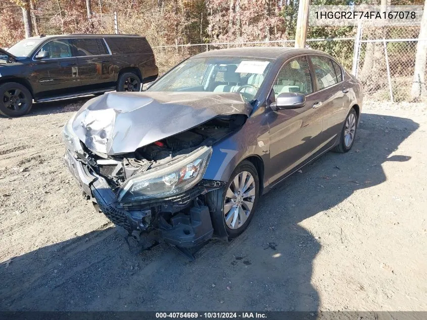 2015 Honda Accord Ex VIN: 1HGCR2F74FA167078 Lot: 40754669