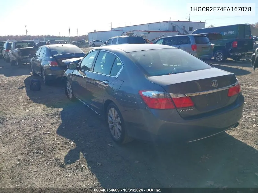 2015 Honda Accord Ex VIN: 1HGCR2F74FA167078 Lot: 40754669