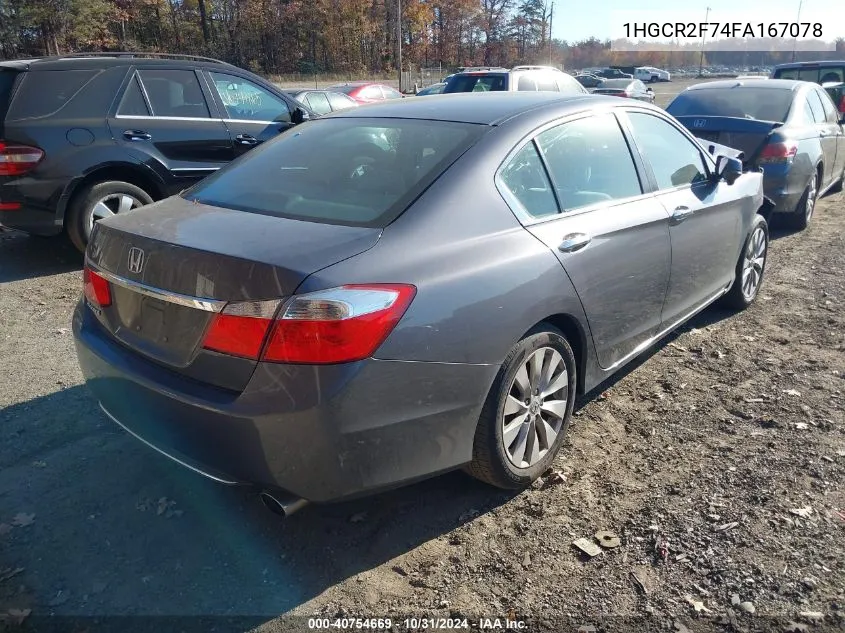 2015 Honda Accord Ex VIN: 1HGCR2F74FA167078 Lot: 40754669