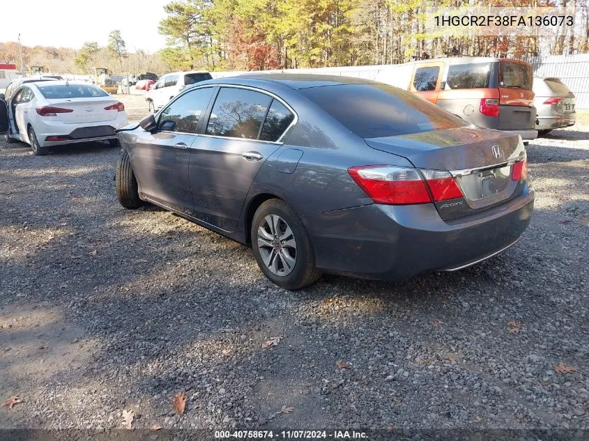 2015 Honda Accord Lx VIN: 1HGCR2F38FA136073 Lot: 40758674