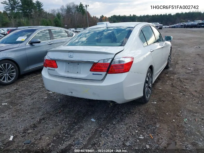 2015 Honda Accord Hybrid Ex-L VIN: 1HGCR6F51FA002742 Lot: 40759801