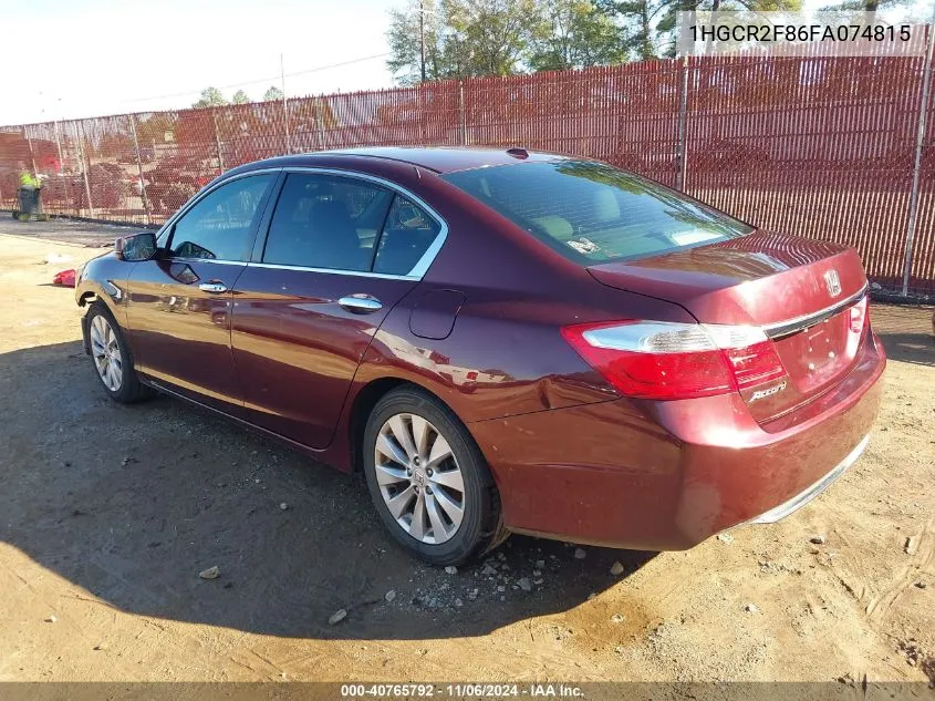 2015 Honda Accord Ex-L VIN: 1HGCR2F86FA074815 Lot: 40765792