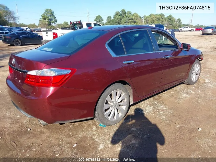 2015 Honda Accord Ex-L VIN: 1HGCR2F86FA074815 Lot: 40765792