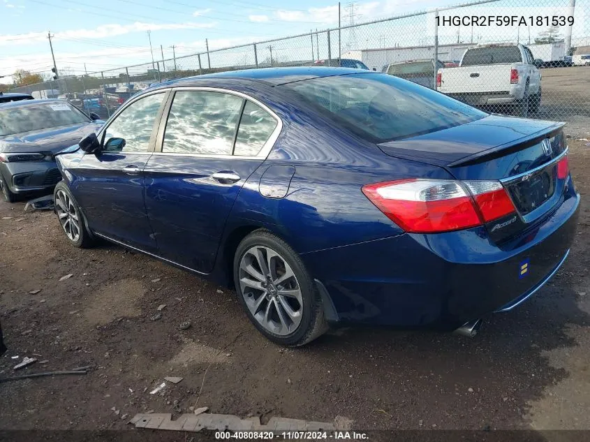 2015 Honda Accord Sport VIN: 1HGCR2F59FA181539 Lot: 40808420