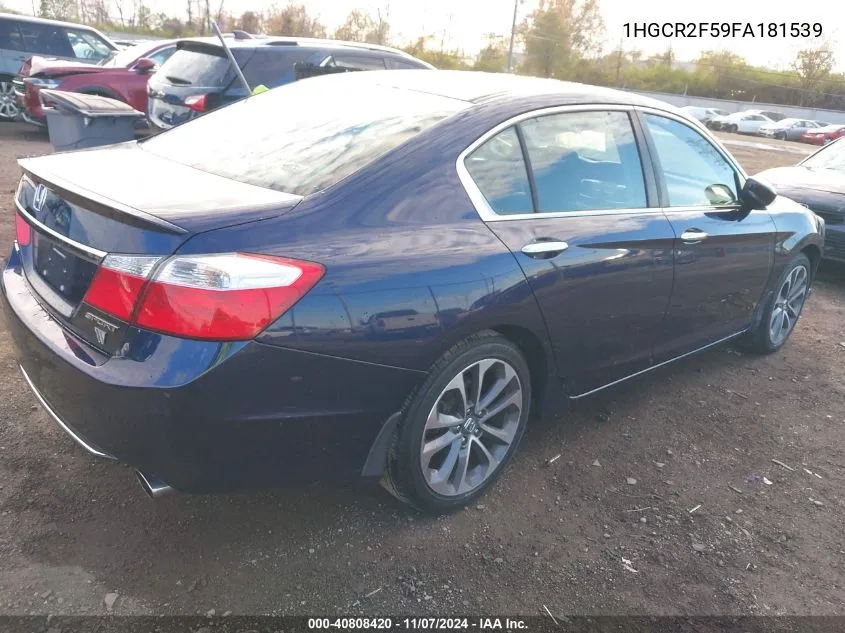 2015 Honda Accord Sport VIN: 1HGCR2F59FA181539 Lot: 40808420