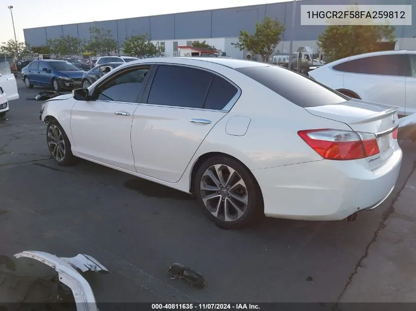 2015 Honda Accord Sport VIN: 1HGCR2F58FA259812 Lot: 40811635