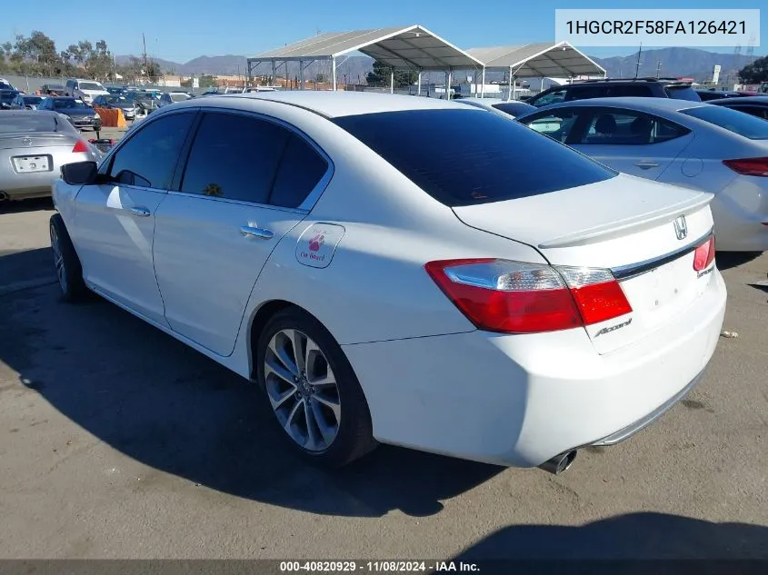 2015 Honda Accord Sport VIN: 1HGCR2F58FA126421 Lot: 40820929