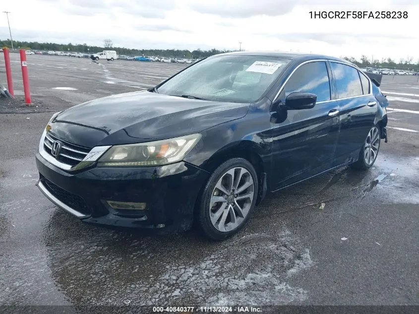 2015 Honda Accord Sport VIN: 1HGCR2F58FA258238 Lot: 40840377