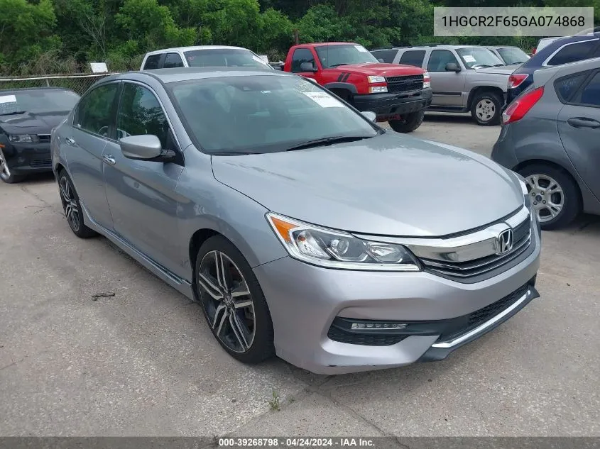 2016 Honda Accord Sport VIN: 1HGCR2F65GA074868 Lot: 39268798