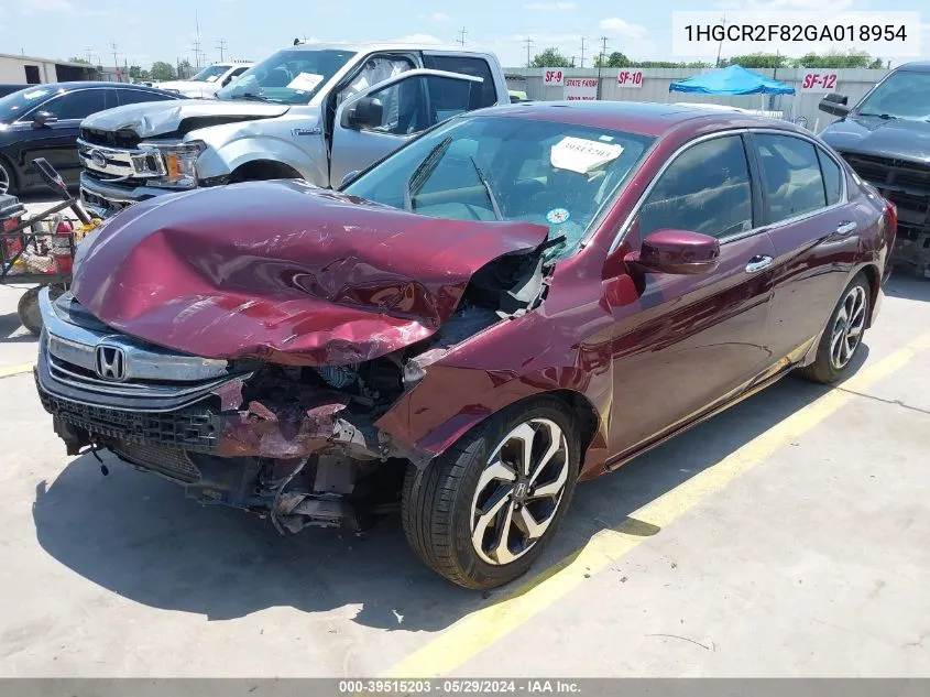 2016 Honda Accord Ex-L VIN: 1HGCR2F82GA018954 Lot: 39515203