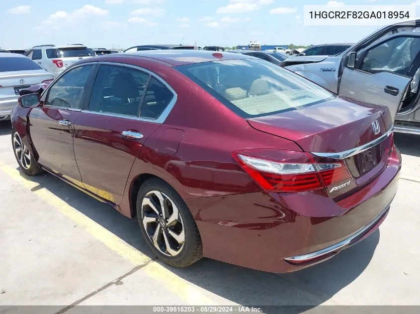 2016 Honda Accord Ex-L VIN: 1HGCR2F82GA018954 Lot: 39515203