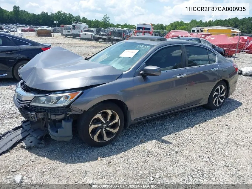 1HGCR2F87GA000935 2016 Honda Accord Ex-L