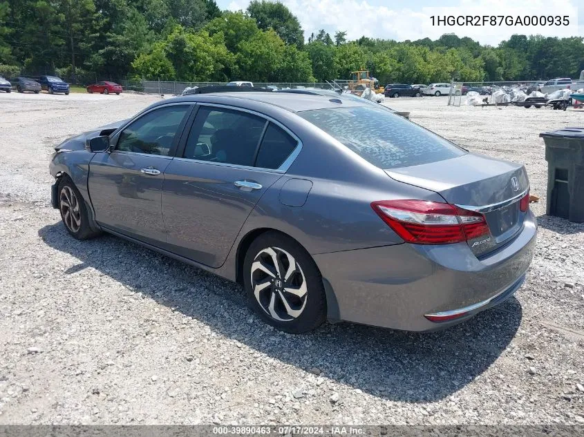 2016 Honda Accord Ex-L VIN: 1HGCR2F87GA000935 Lot: 39890463