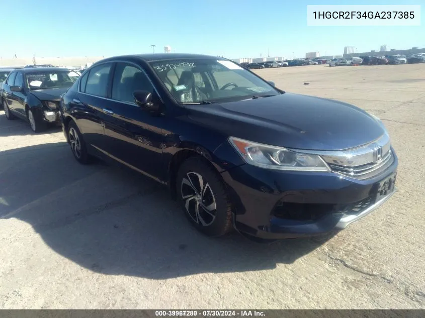 1HGCR2F34GA237385 2016 Honda Accord Lx