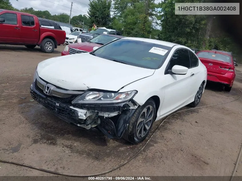 1HGCT1B38GA002408 2016 Honda Accord Lx-S