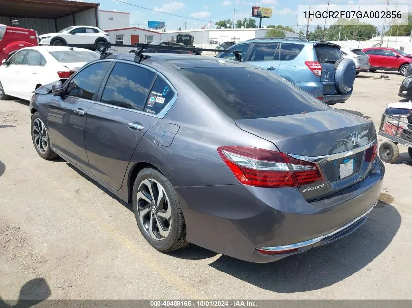 2016 Honda Accord Ex VIN: 1HGCR2F07GA002856 Lot: 40488165