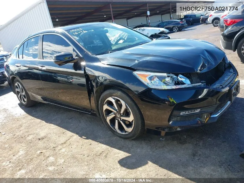 2016 Honda Accord Ex VIN: 1HGCR2F75GA021774 Lot: 40593878