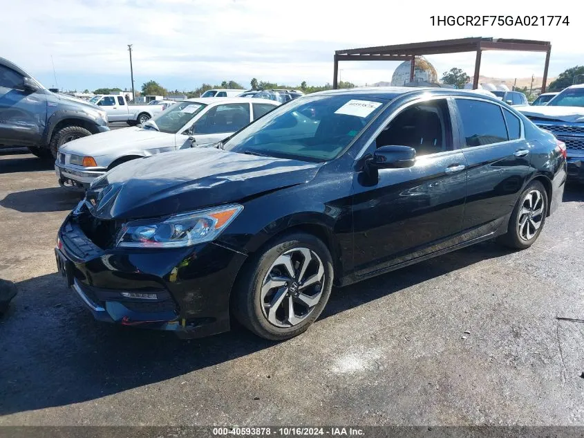 2016 Honda Accord Ex VIN: 1HGCR2F75GA021774 Lot: 40593878