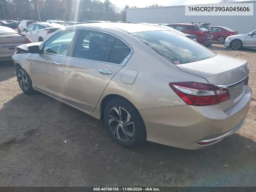 2016 Honda Accord Lx VIN: 1HGCR2F39GA045606 Lot: 40706105