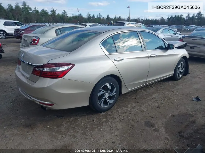 2016 Honda Accord Lx VIN: 1HGCR2F39GA045606 Lot: 40706105