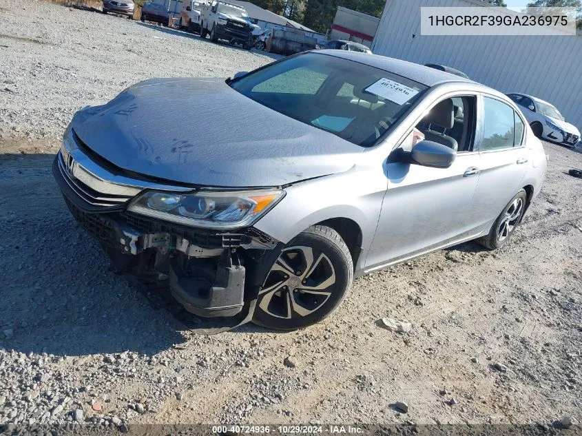 2016 Honda Accord Lx VIN: 1HGCR2F39GA236975 Lot: 40724936