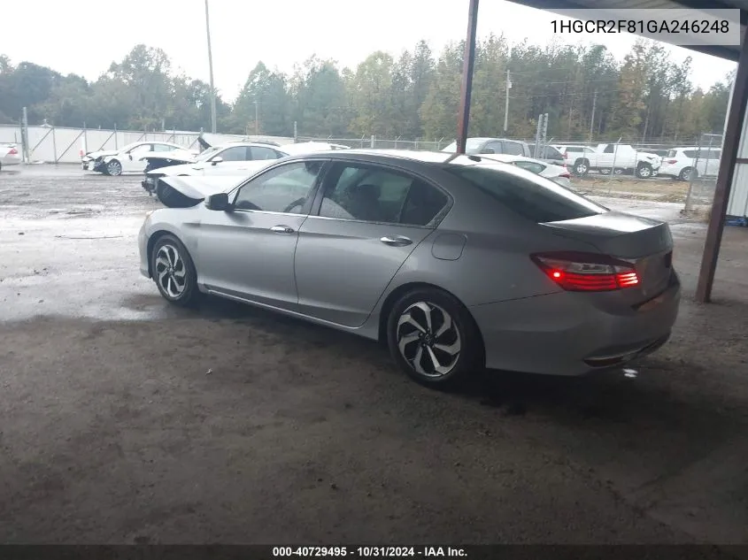 2016 Honda Accord Ex-L VIN: 1HGCR2F81GA246248 Lot: 40729495