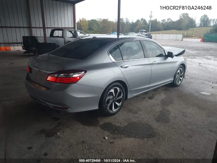 2016 Honda Accord Ex-L VIN: 1HGCR2F81GA246248 Lot: 40729495