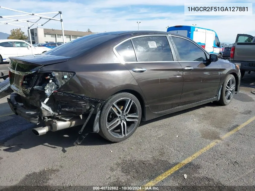 2016 Honda Accord Sport VIN: 1HGCR2F51GA127881 Lot: 40732882