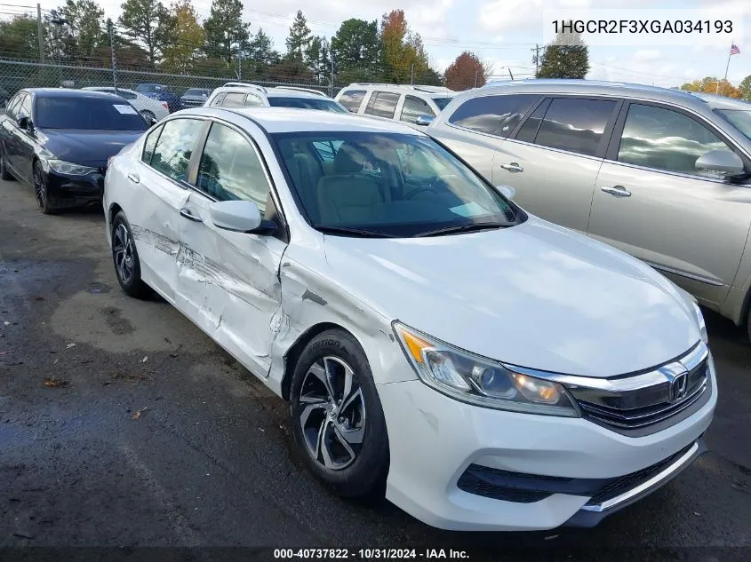 2016 Honda Accord Lx VIN: 1HGCR2F3XGA034193 Lot: 40737822