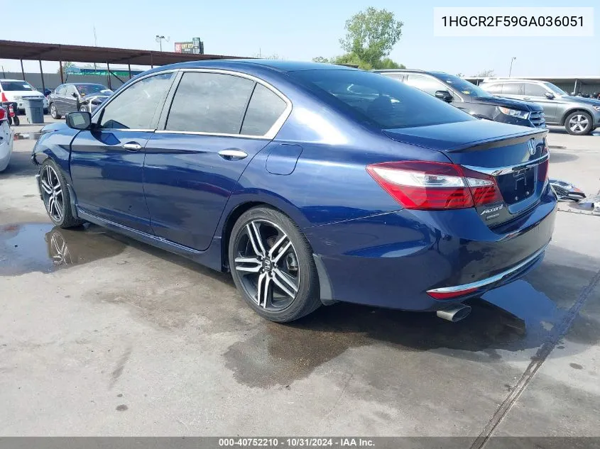 2016 Honda Accord Sport VIN: 1HGCR2F59GA036051 Lot: 40752210