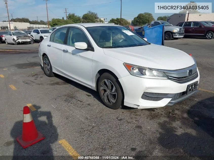 2016 Honda Accord Lx VIN: 1HGCR2F34GA035405 Lot: 40768368