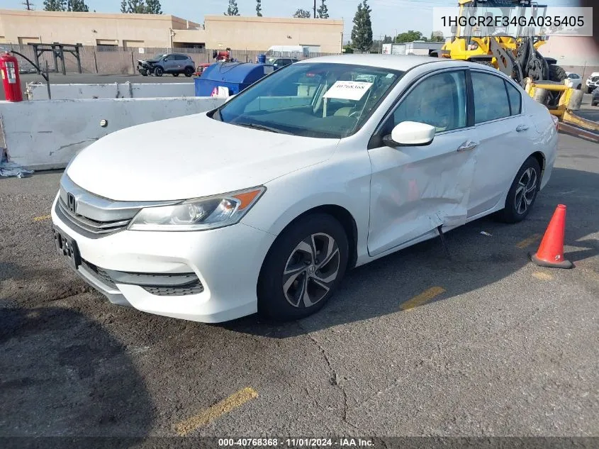 2016 Honda Accord Lx VIN: 1HGCR2F34GA035405 Lot: 40768368