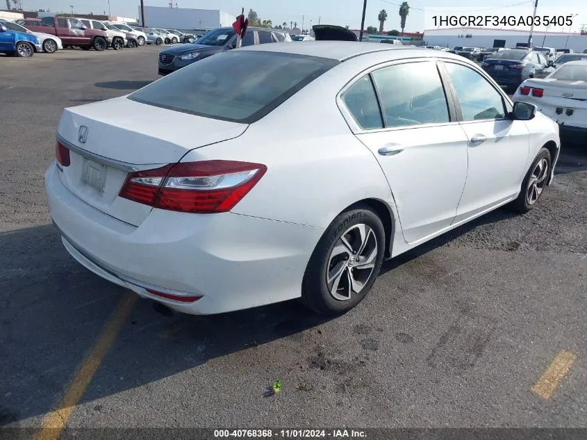 2016 Honda Accord Lx VIN: 1HGCR2F34GA035405 Lot: 40768368