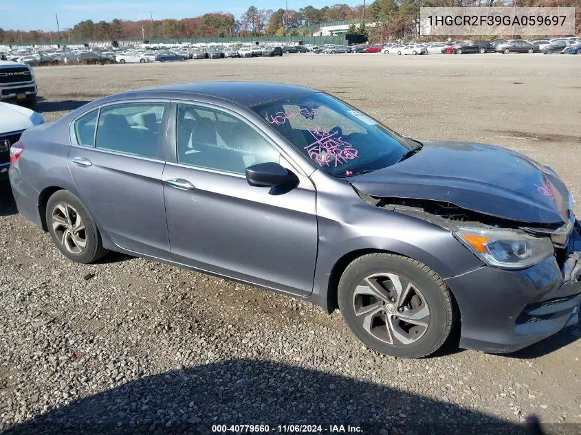 2016 Honda Accord Lx VIN: 1HGCR2F39GA059697 Lot: 40779560