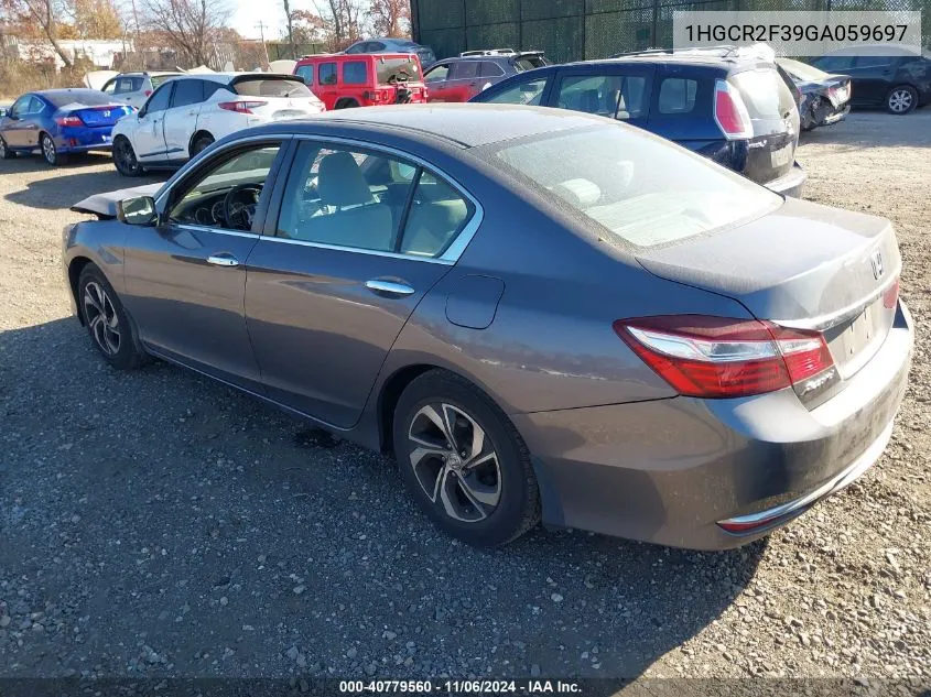 2016 Honda Accord Lx VIN: 1HGCR2F39GA059697 Lot: 40779560