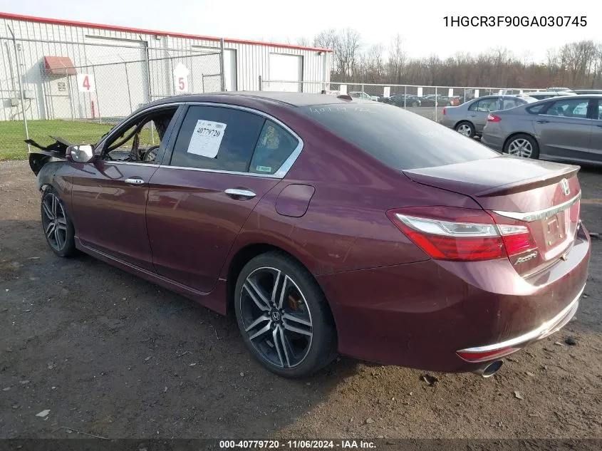 2016 Honda Accord Touring VIN: 1HGCR3F90GA030745 Lot: 40779720