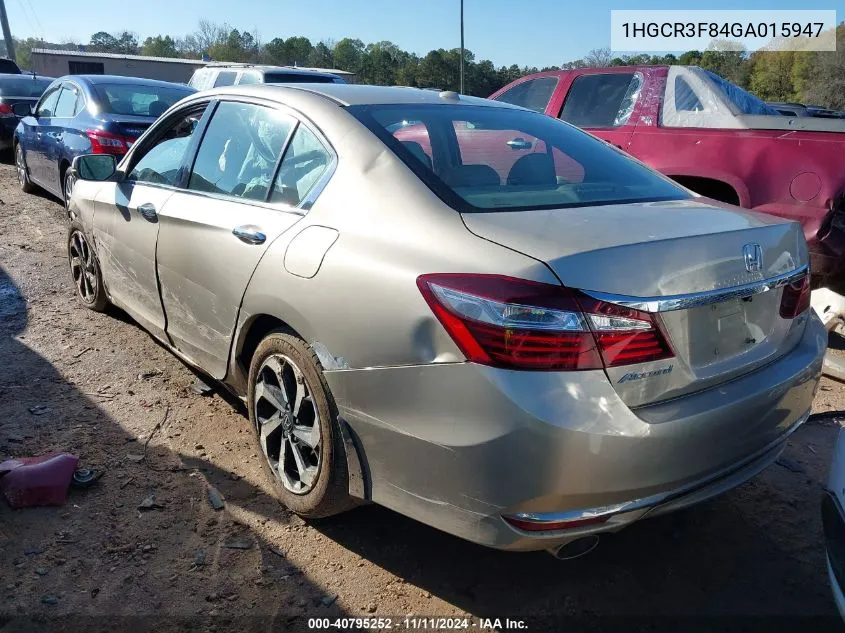 2016 Honda Accord Ex-L V-6 VIN: 1HGCR3F84GA015947 Lot: 40795252