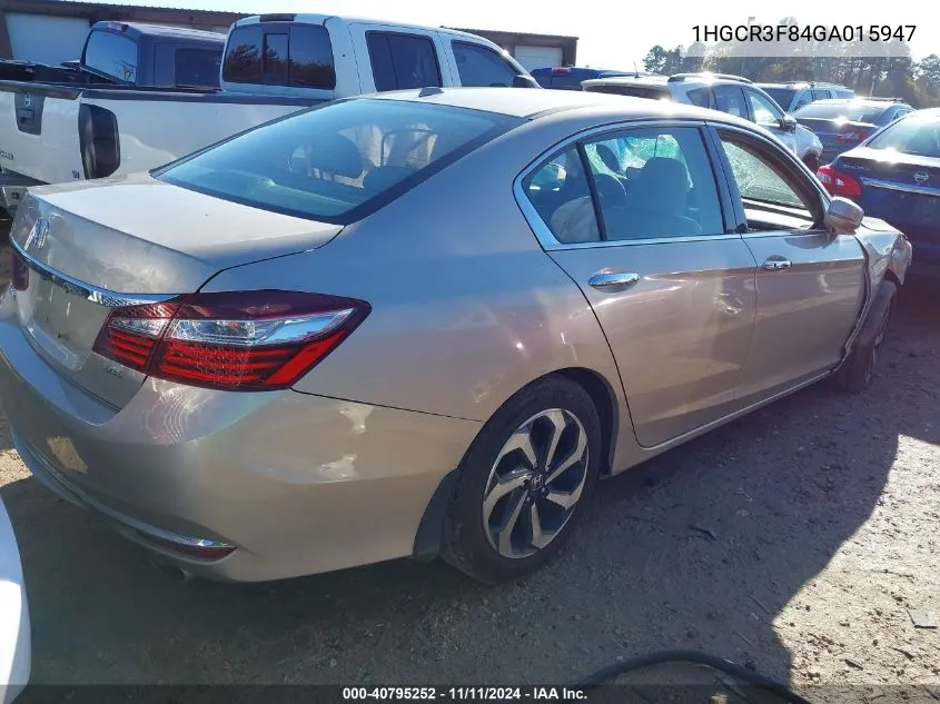 2016 Honda Accord Ex-L V-6 VIN: 1HGCR3F84GA015947 Lot: 40795252