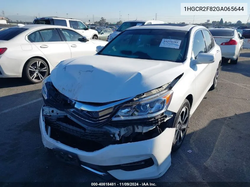 2016 Honda Accord Ex-L VIN: 1HGCR2F82GA065644 Lot: 40818481