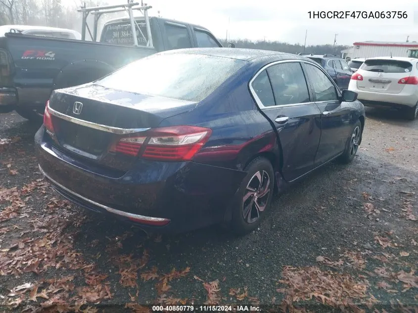 2016 Honda Accord Lx VIN: 1HGCR2F47GA063756 Lot: 40850779