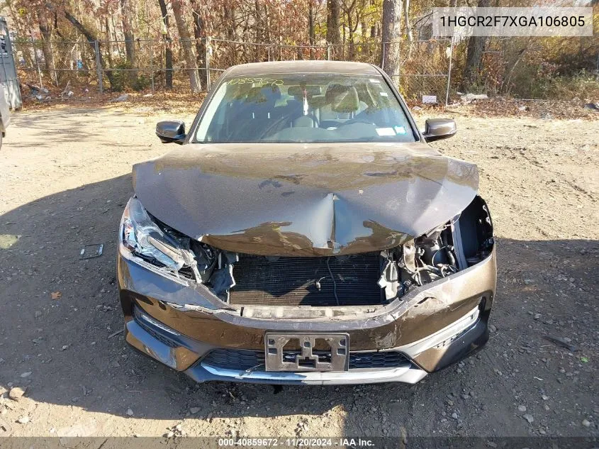 2016 Honda Accord Ex VIN: 1HGCR2F7XGA106805 Lot: 40859672