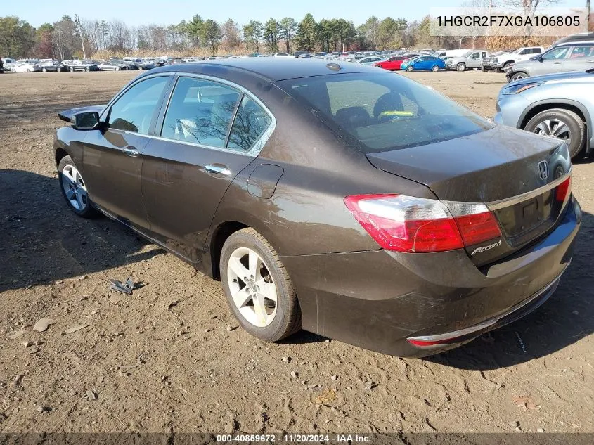 2016 Honda Accord Ex VIN: 1HGCR2F7XGA106805 Lot: 40859672