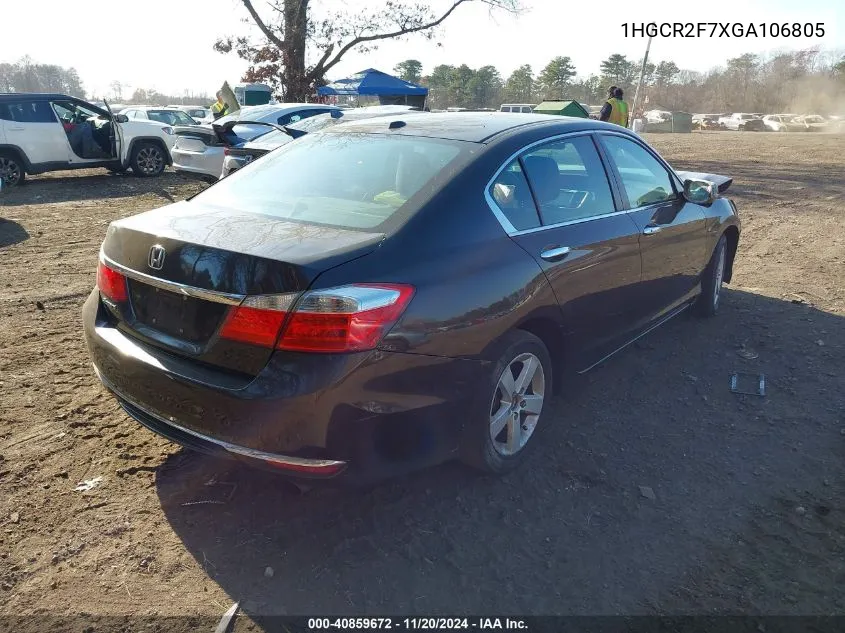 2016 Honda Accord Ex VIN: 1HGCR2F7XGA106805 Lot: 40859672