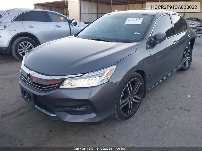 2016 Honda Accord Touring VIN: 1HGCR3F91GA020032 Lot: 40911217