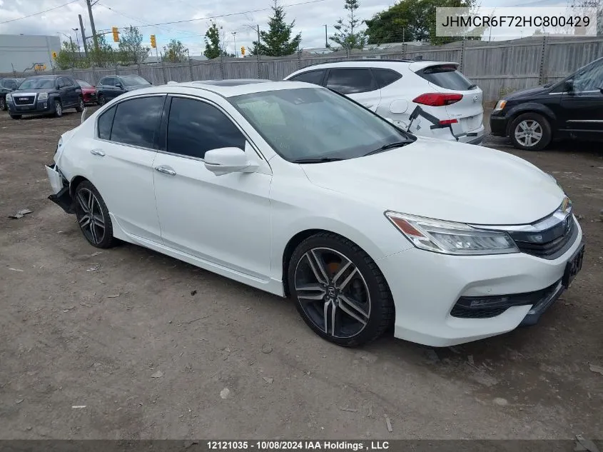 2017 Honda Accord Hybrid VIN: JHMCR6F72HC800429 Lot: 12121035