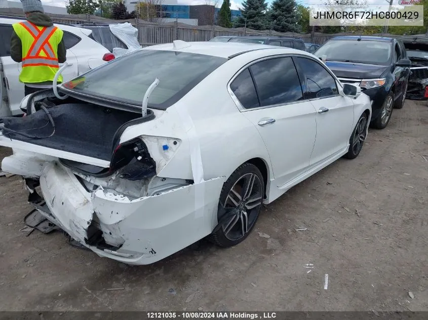 2017 Honda Accord Hybrid VIN: JHMCR6F72HC800429 Lot: 12121035