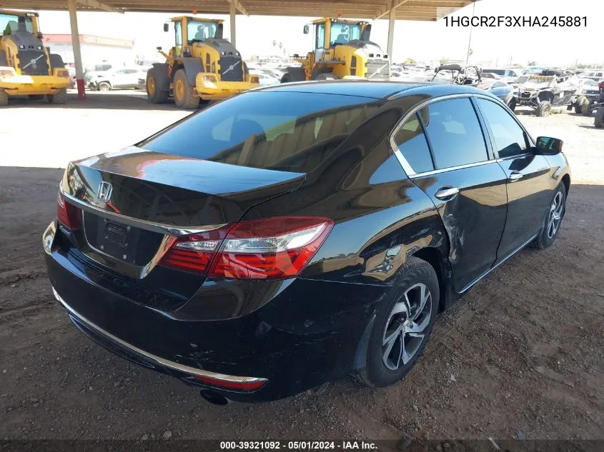 2017 Honda Accord Lx VIN: 1HGCR2F3XHA245881 Lot: 39321092