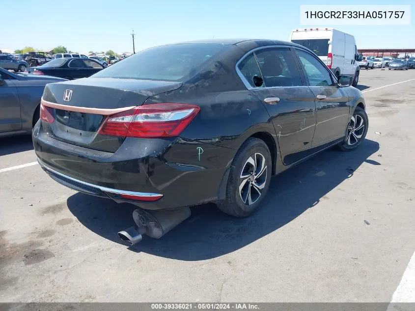 2017 Honda Accord Lx VIN: 1HGCR2F33HA051757 Lot: 39336021